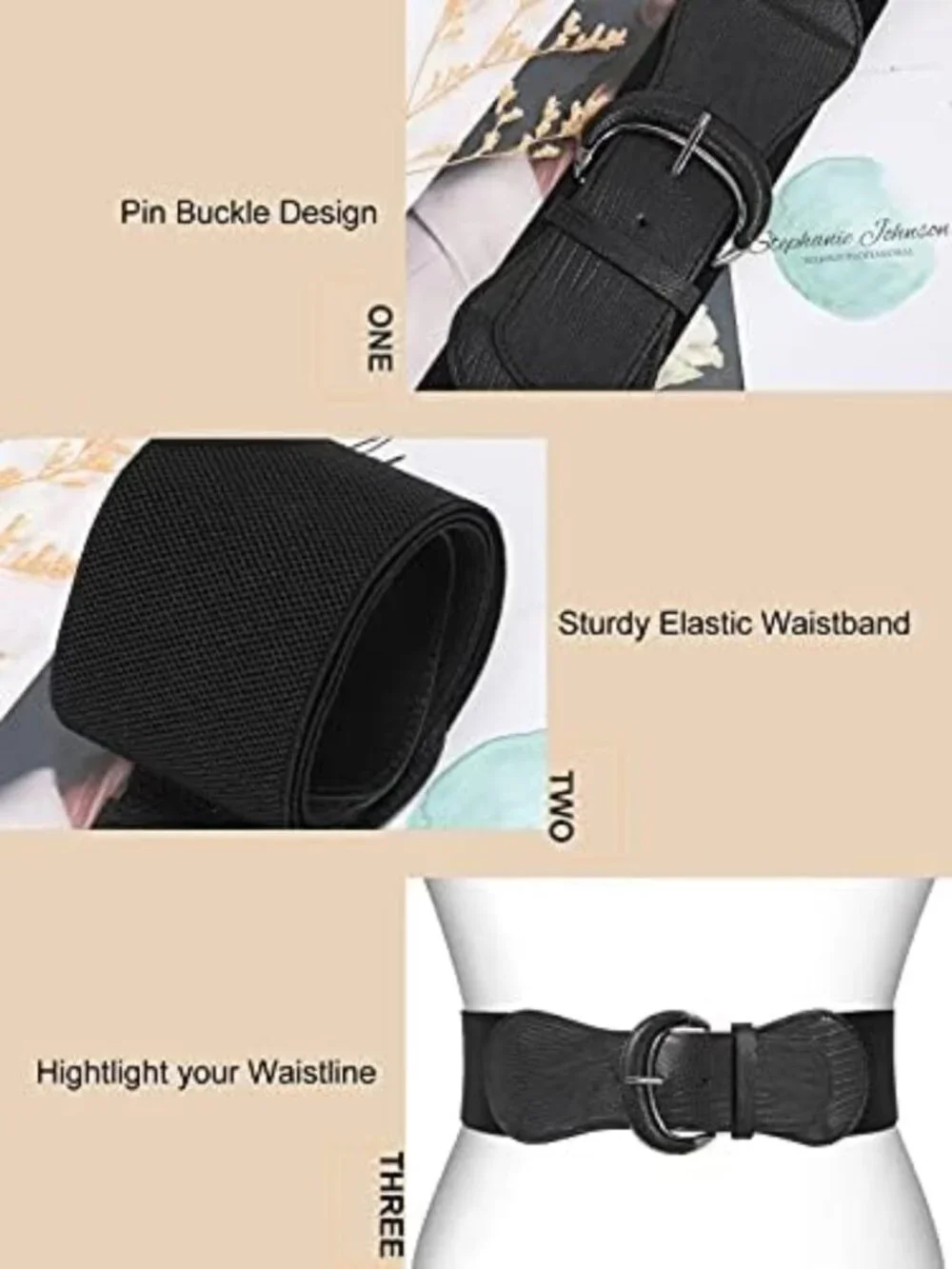 Vintage Stretchy Wide Elastic Waist Belts for Women - 3 Pack & 4 Pack Options